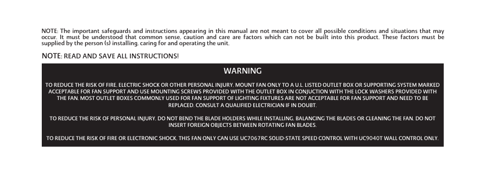 Warning | Minka Group F518-ORB User Manual | Page 7 / 22