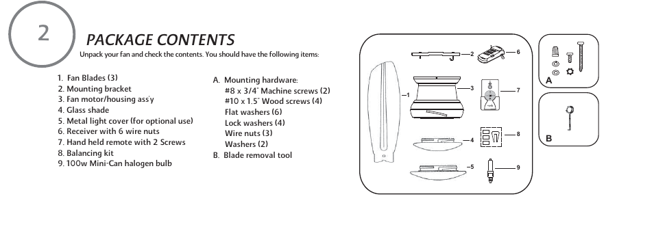 Package contents | Minka Group F518-ORB User Manual | Page 8 / 22
