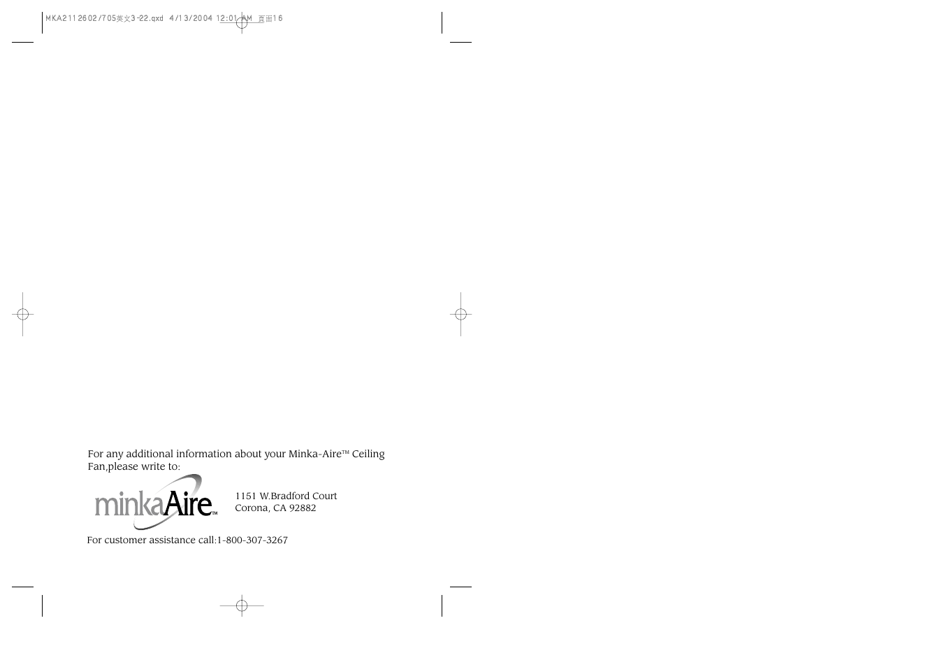 Minka Group F705-STW User Manual | Page 9 / 9