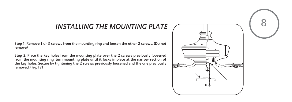 Installing the mounting plate | Minka Group F620-DBB User Manual | Page 17 / 27