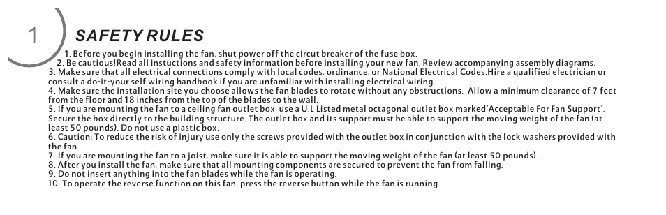 Safety rules | Minka Group F513-ORB User Manual | Page 6 / 24