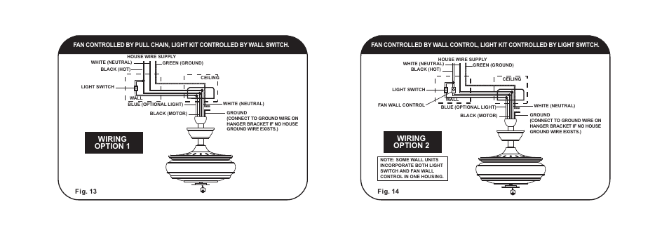 P13-e, Wiring option 1, Wiring option 2 | Minka Group F614-PW User Manual | Page 14 / 23