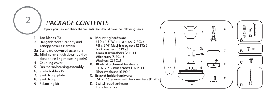 P7-e, Package contents | Minka Group F614-PW User Manual | Page 8 / 23