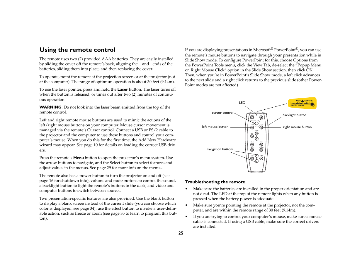 Using the remote control | Ask Proxima C410/C420 User Manual | Page 27 / 50