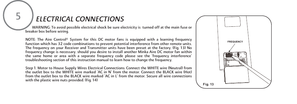 Electrical connections | Minka Group F823-SL User Manual | Page 14 / 24