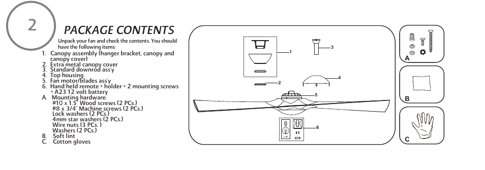 Package contents | Minka Group F823-SL User Manual | Page 8 / 24