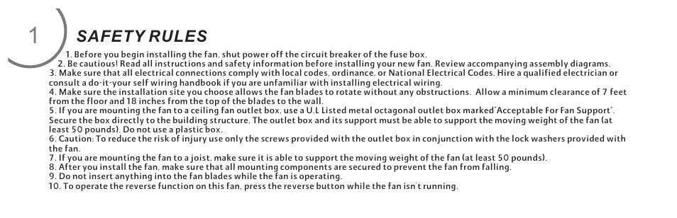 Safety rules | Minka Group F695-CC User Manual | Page 6 / 23