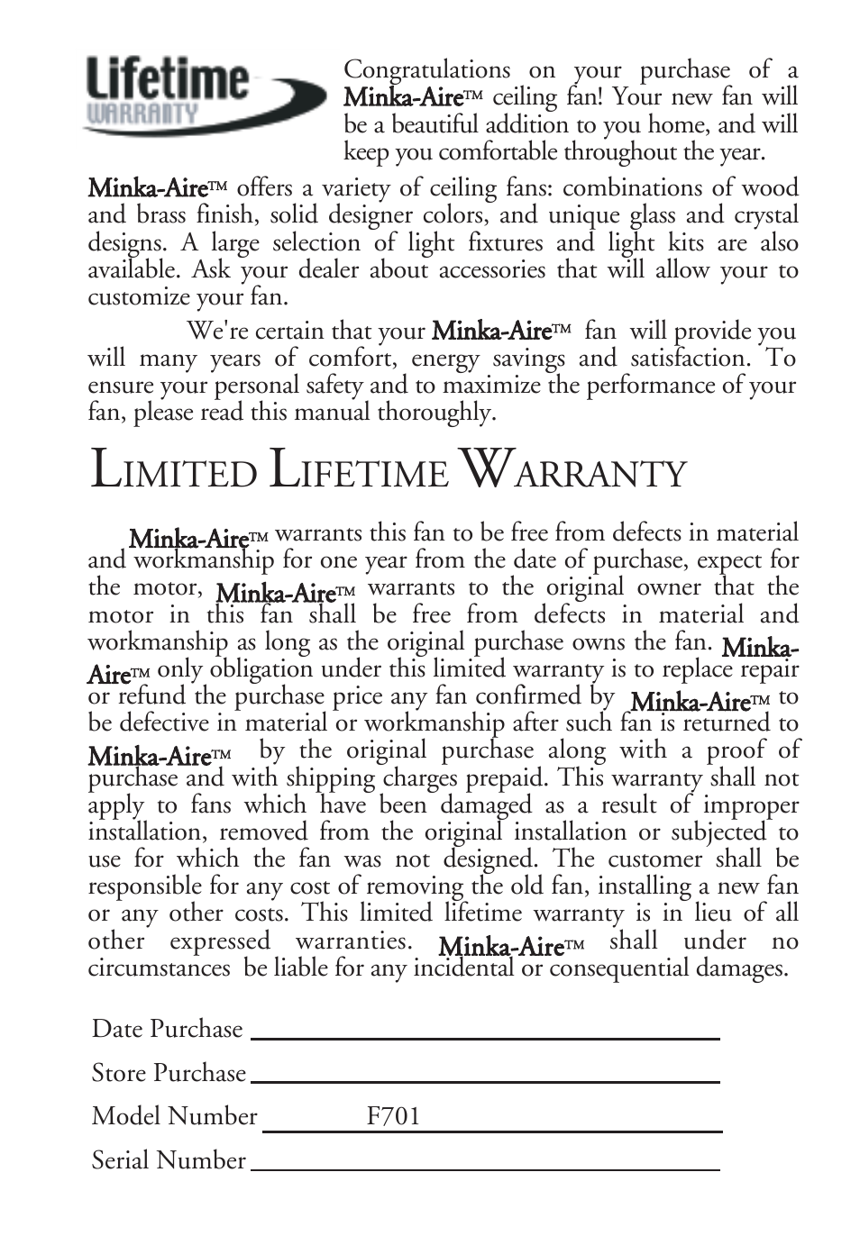 Minka Group F701-PW User Manual | 15 pages