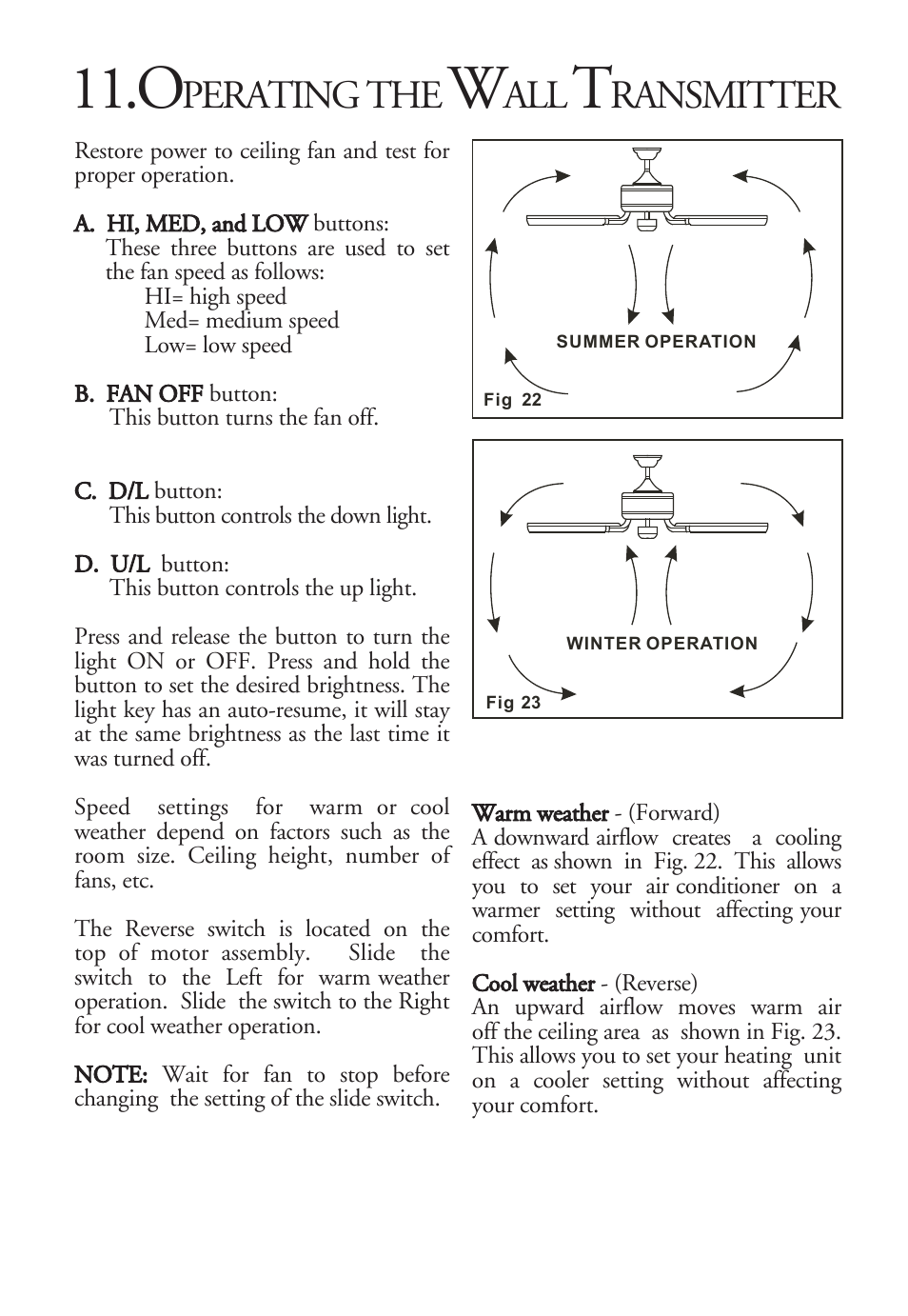 Perating the, Ransmitter | Minka Group F701-PW User Manual | Page 13 / 15
