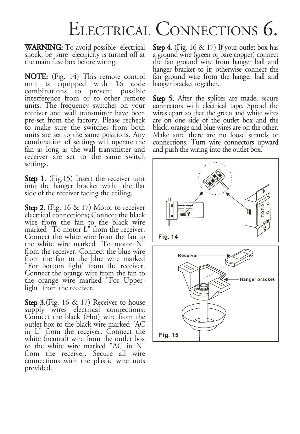 Lectrical, Onnections | Minka Group F701-PW User Manual | Page 8 / 15