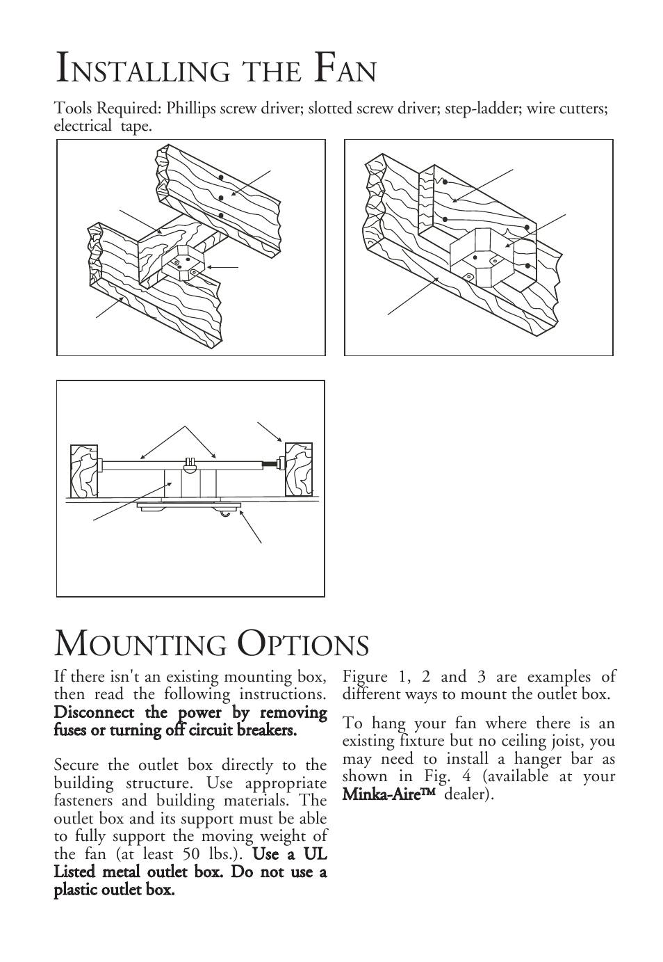 Nstalling, Ounting, Ptions | Minka Group F566-WH User Manual | Page 4 / 12