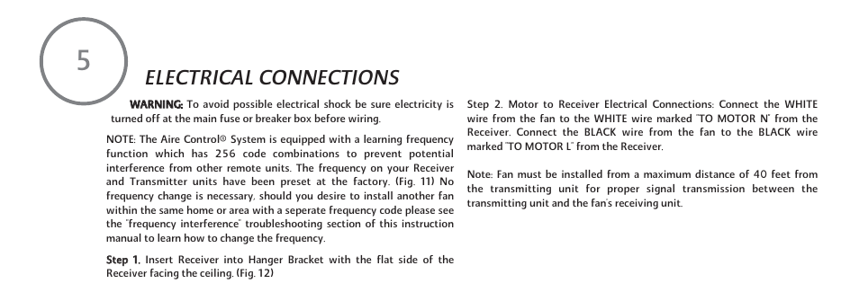 Electrical connections | Minka Group F753-KA User Manual | Page 12 / 24
