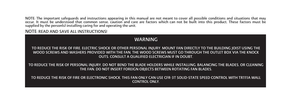 Warning | Minka Group F753-KA User Manual | Page 7 / 24