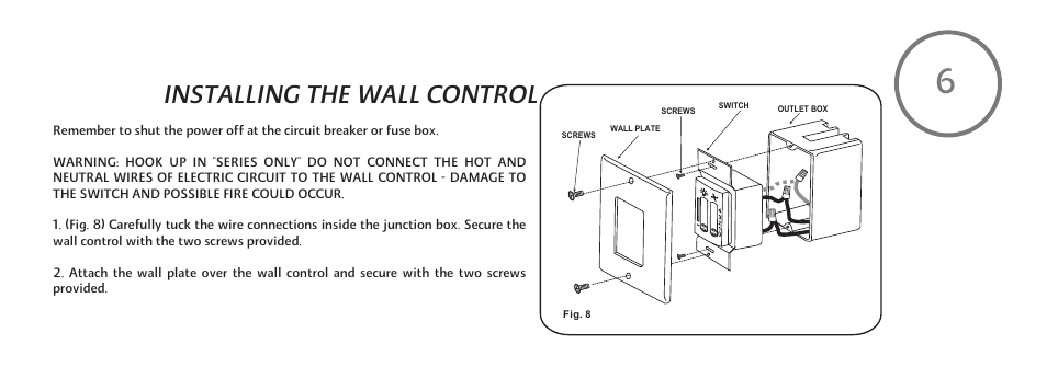 F510-e-p-11, Installing the wall control | Minka Group F510-WH User Manual | Page 13 / 24