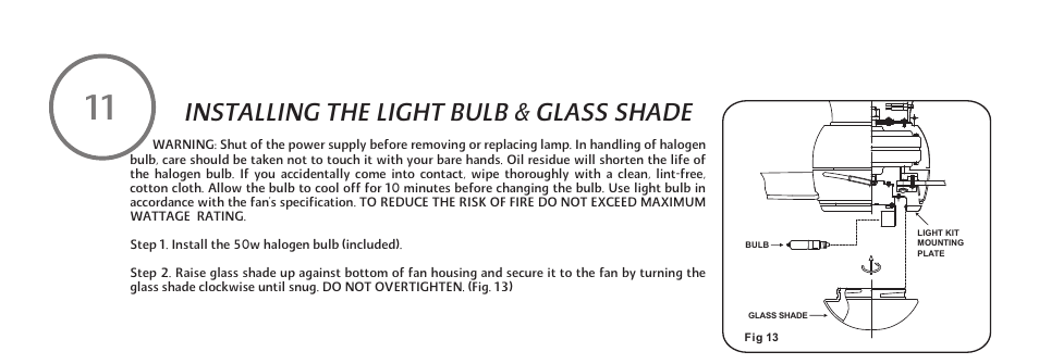 F510-e-p-16, Installing the light bulb & glass shade | Minka Group F510-WH User Manual | Page 18 / 24