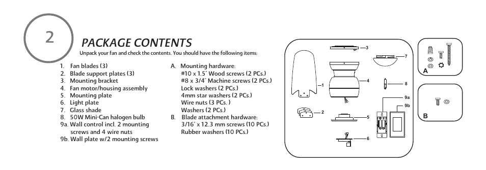 F510-e-p-6, Package contents | Minka Group F510-WH User Manual | Page 8 / 24