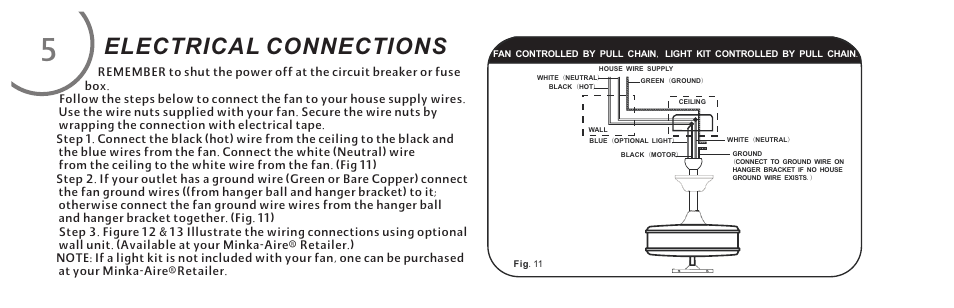 页 12, Electrical connections | Minka Group F522-ORB User Manual | Page 12 / 26
