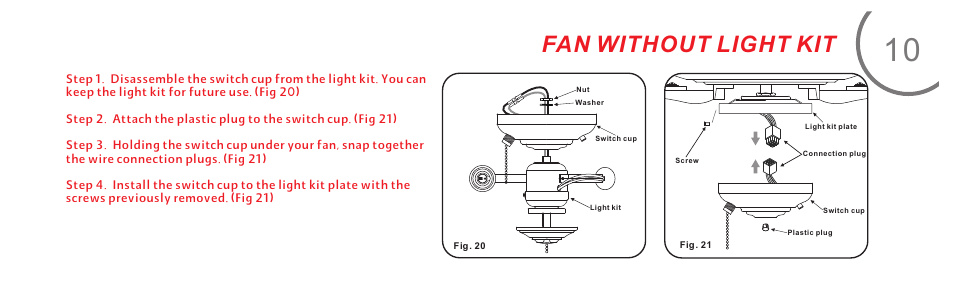 页 19, Fan without light kit | Minka Group F522-ORB User Manual | Page 19 / 26