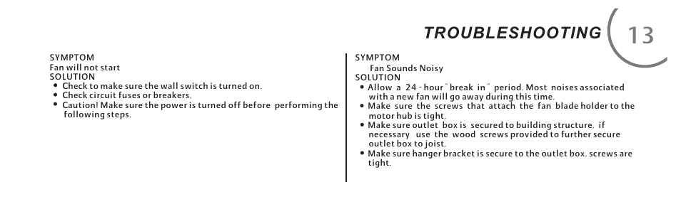 页 23, Troubleshooting | Minka Group F522-ORB User Manual | Page 23 / 26