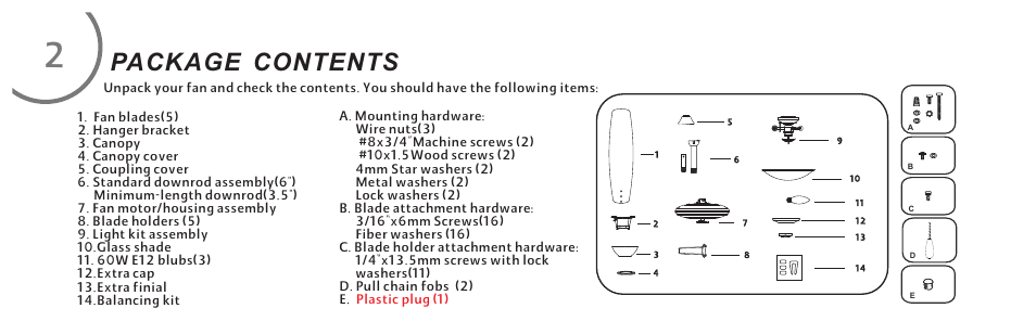 Package contents | Minka Group F522-ORB User Manual | Page 8 / 26