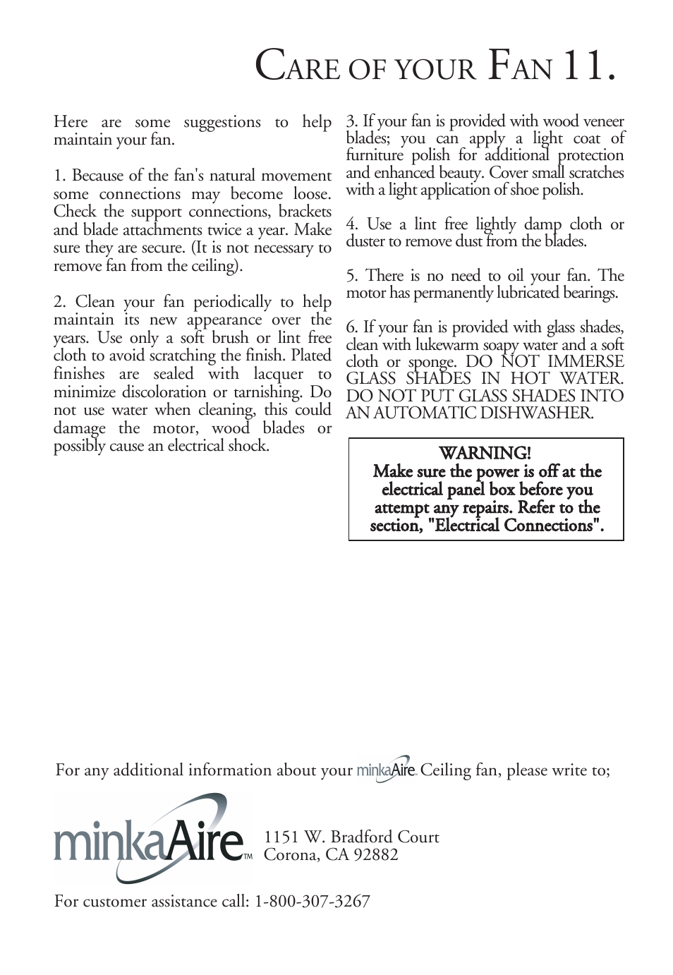 Are of your | Minka Group F581-ORB User Manual | Page 13 / 14
