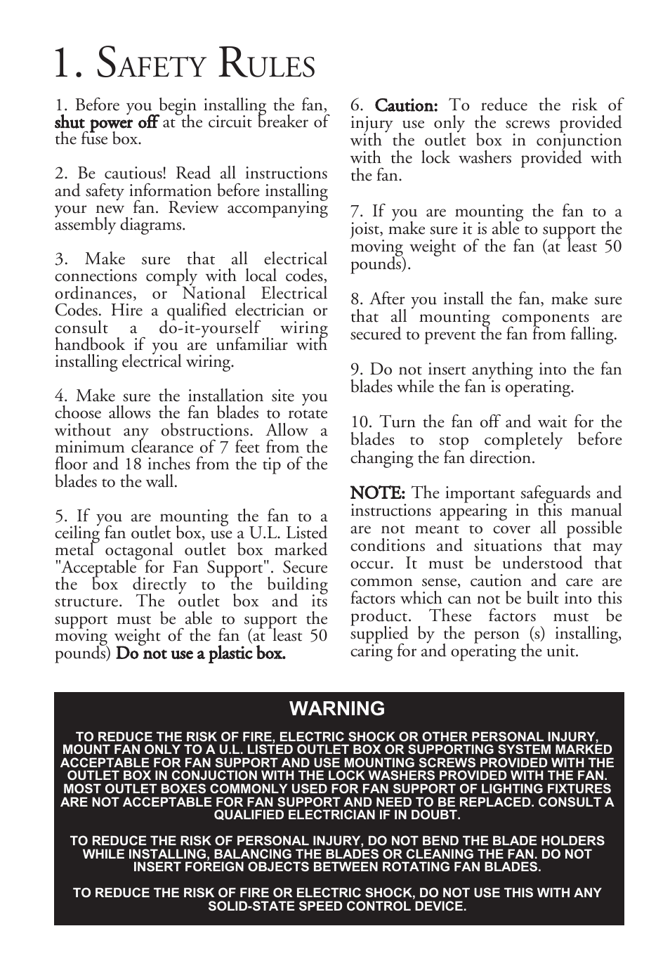 Afety, Ules | Minka Group F581-ORB User Manual | Page 3 / 14