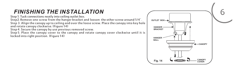 页 14, Finishing the installation | Minka Group F659-FB User Manual | Page 14 / 24