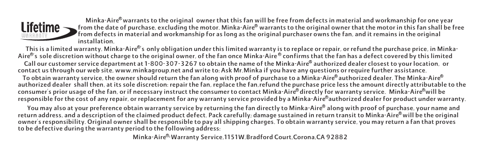 Minka-aire authorized dealer. the minka-aire | Minka Group F659-FB User Manual | Page 3 / 24