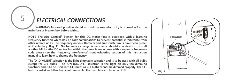 Electrical connections | Minka Group F889-BNW User Manual | Page 12 / 26