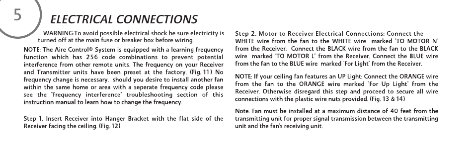 Electrical connections | Minka Group F733-WH User Manual | Page 12 / 24