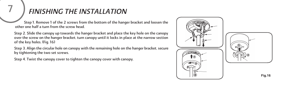 Finishing the installation | Minka Group F733-WH User Manual | Page 16 / 24