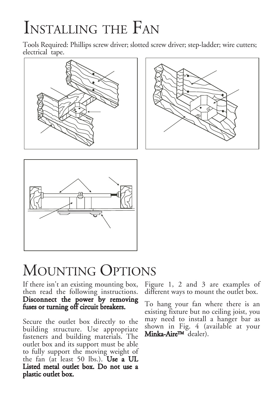 Nstalling, Ounting, Ptions | Minka Group F565-WH User Manual | Page 5 / 13