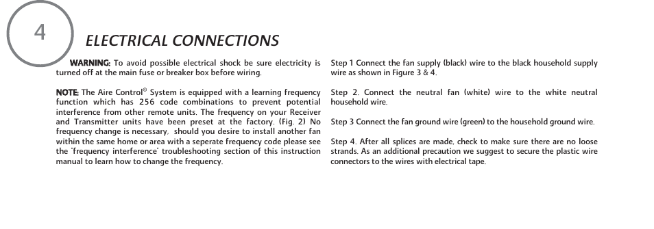 F594-e-p4, Electrical connections | Minka Group F594-ORB User Manual | Page 10 / 23