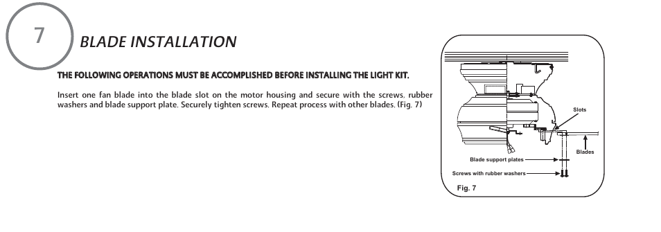 F594-e-p7, Blade installation | Minka Group F594-ORB User Manual | Page 14 / 23