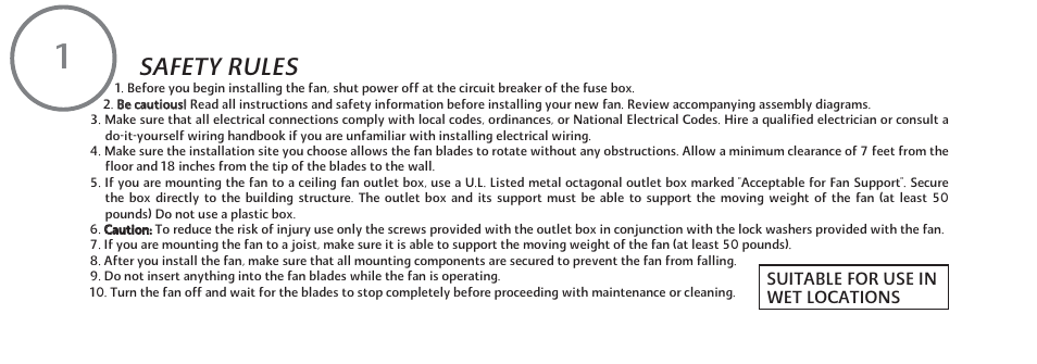 F594-e-p1, Safety rules | Minka Group F594-ORB User Manual | Page 6 / 23