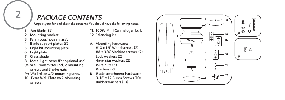 F594-e-p2, Package contents | Minka Group F594-ORB User Manual | Page 8 / 23