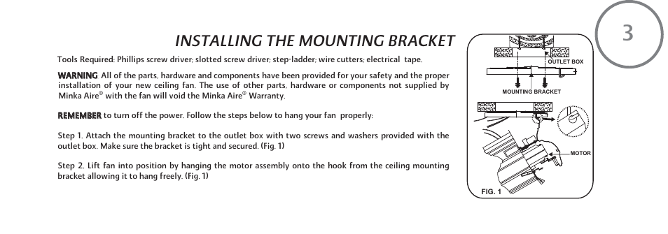 F594-e-p3, Installing the mounting bracket | Minka Group F594-ORB User Manual | Page 9 / 23