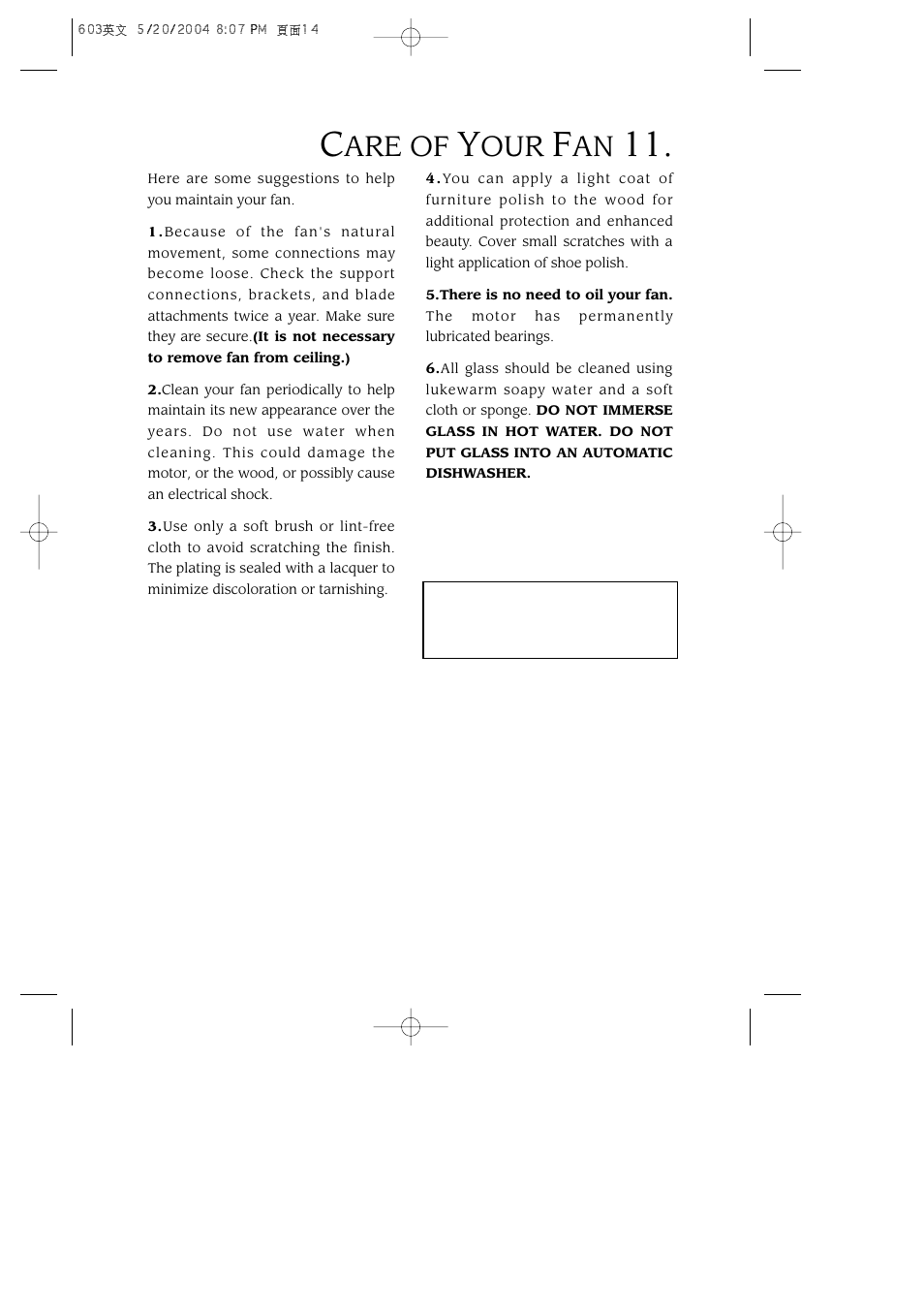 Are of | Minka Group F603-BN User Manual | Page 13 / 15