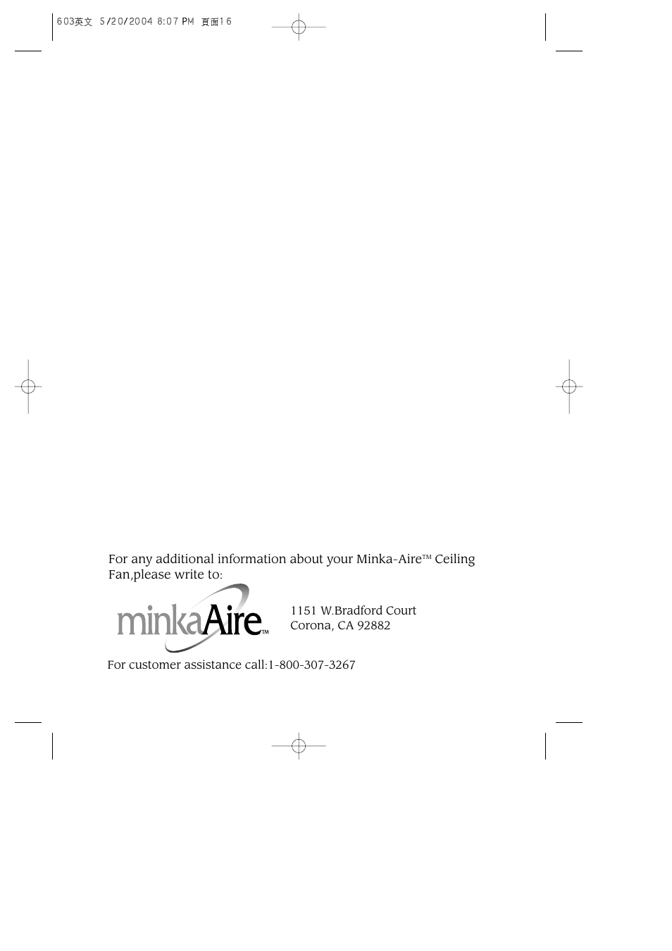 Minka Group F603-BN User Manual | Page 15 / 15