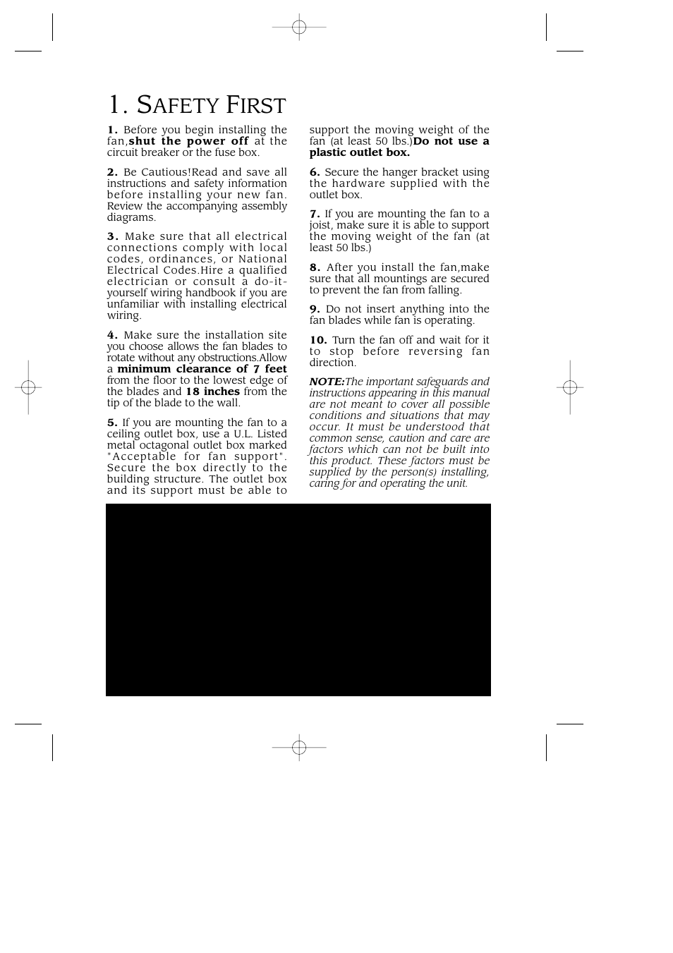 Afety, Irst, Warning | Minka Group F603-BN User Manual | Page 4 / 15