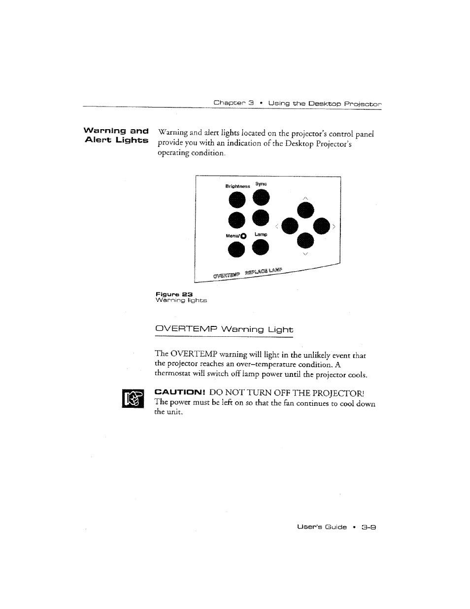 Overtemp warning light, 03œrtemp warning light -9, Umtuq fisura 33 | Ask Proxima DP2300 User Manual | Page 45 / 71