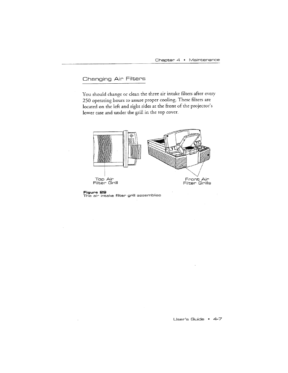 Changing ain filters, Chan^ngair filters -7 | Ask Proxima DP2300 User Manual | Page 55 / 71