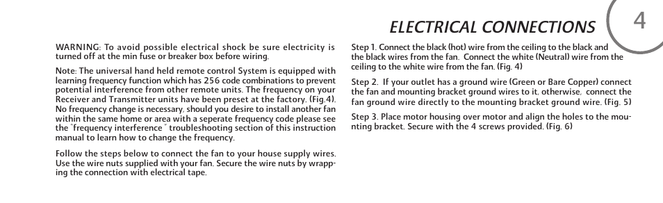 Electrical connections | Minka Group F544-BCW User Manual | Page 11 / 22