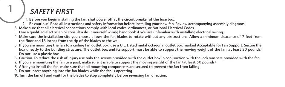 Safety first | Minka Group F544-BCW User Manual | Page 6 / 22