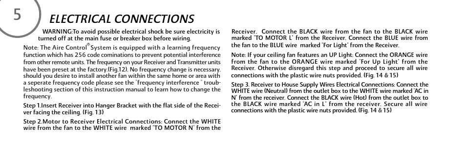 Electrical connections | Minka Group F707-FLP User Manual | Page 12 / 24