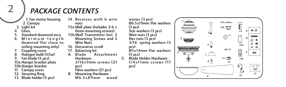 Package contents | Minka Group F707-FLP User Manual | Page 8 / 24