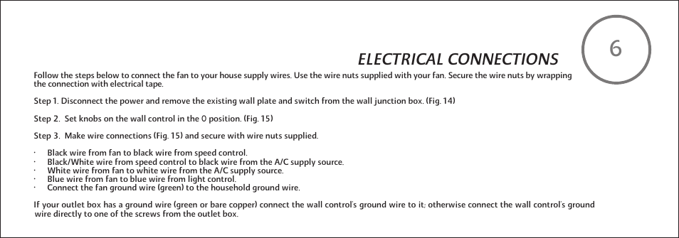 F521-e-p-12, Electrical connections | Minka Group F521-WHF User Manual | Page 13 / 26