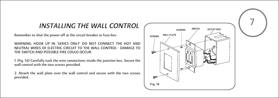 F521-e-p-14, Installing the wall control | Minka Group F521-WHF User Manual | Page 15 / 26