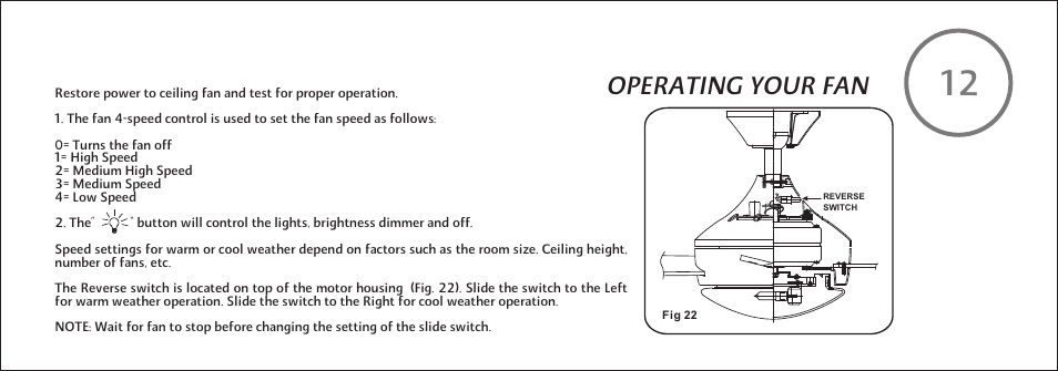 F521-e-p-20, Operating your fan | Minka Group F521-WHF User Manual | Page 21 / 26