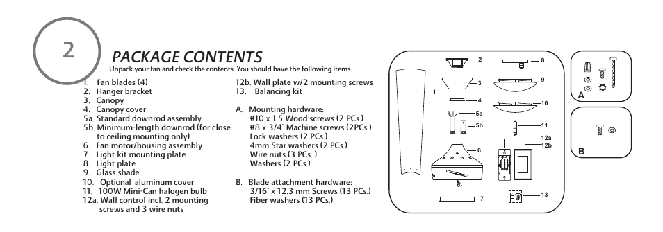 F521-e-p-7, Package contents | Minka Group F521-WHF User Manual | Page 8 / 26